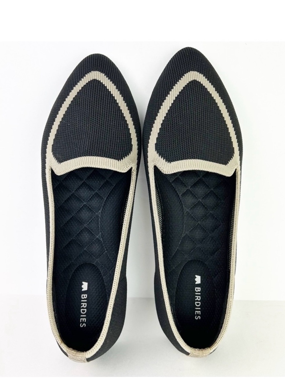 Birdies The Blackbird Black Beige Washable Knit Flats